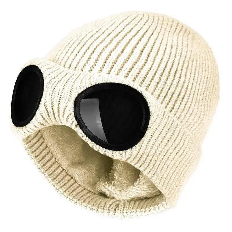 Warm Classic Unisex Wool Knitted Goggles Beanie