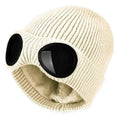 Warm Classic Unisex Wool Knitted Goggles Beanie