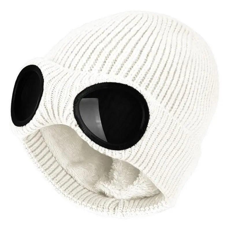 Warm Classic Unisex Wool Knitted Goggles Beanie