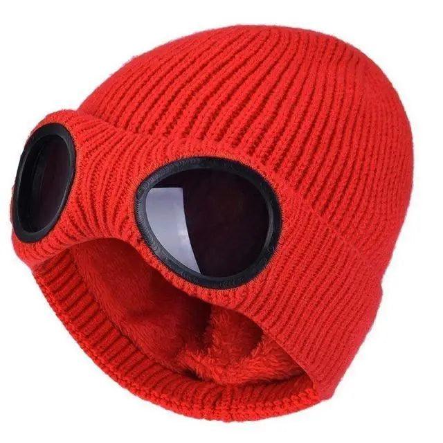 Warm Classic Unisex Wool Knitted Goggles Beanie