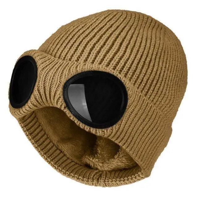 Warm Classic Unisex Wool Knitted Goggles Beanie