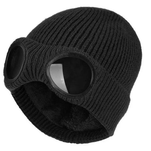 Warm Classic Unisex Wool Knitted Goggles Beanie