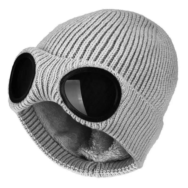 Warm Classic Unisex Wool Knitted Goggles Beanie