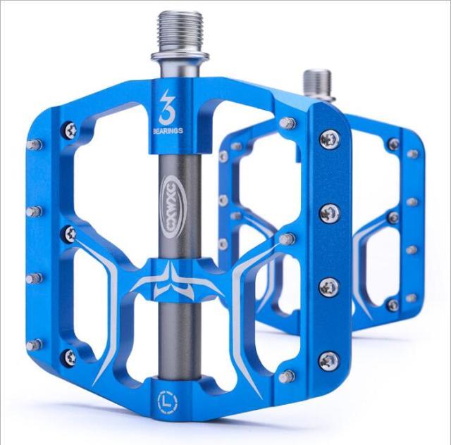 Wide Flat Mountain Road Cycling Bicycle Bike Pedal 3 Sealed Bearings 9/16 in Aluminum