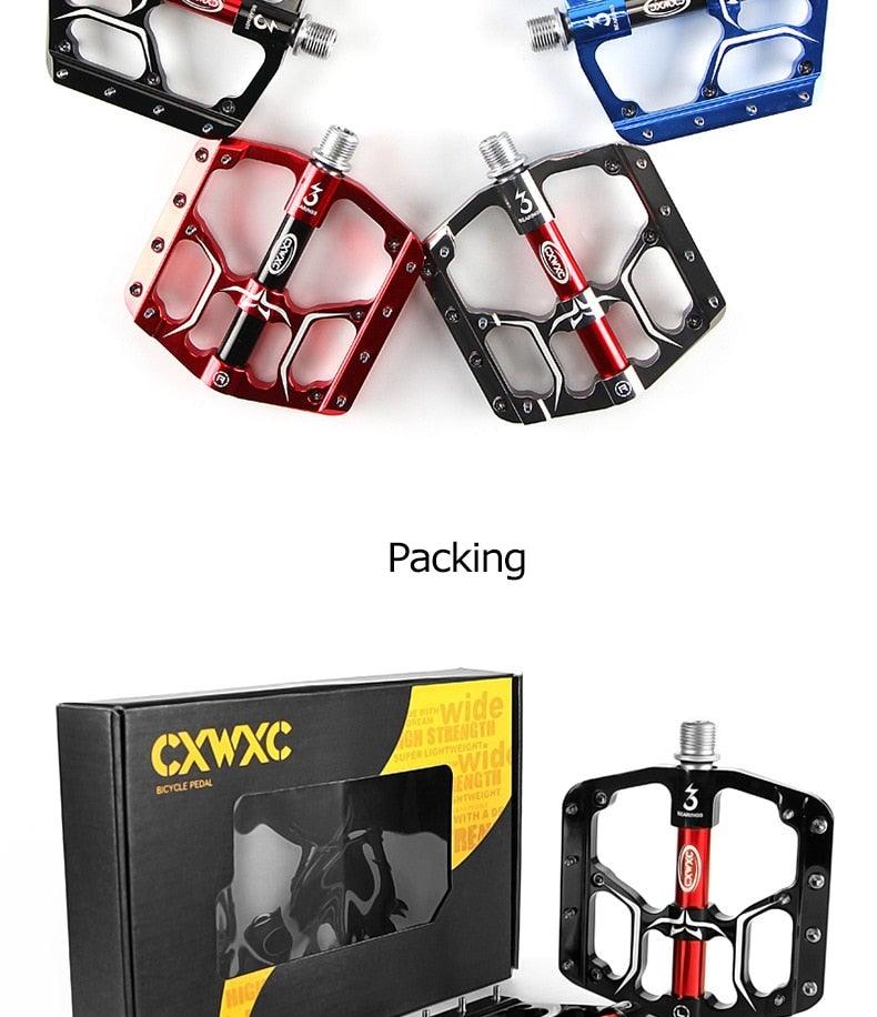 Wide Flat Mountain Road Cycling Bicycle Bike Pedal 3 Sealed Bearings 9/16 in Aluminum