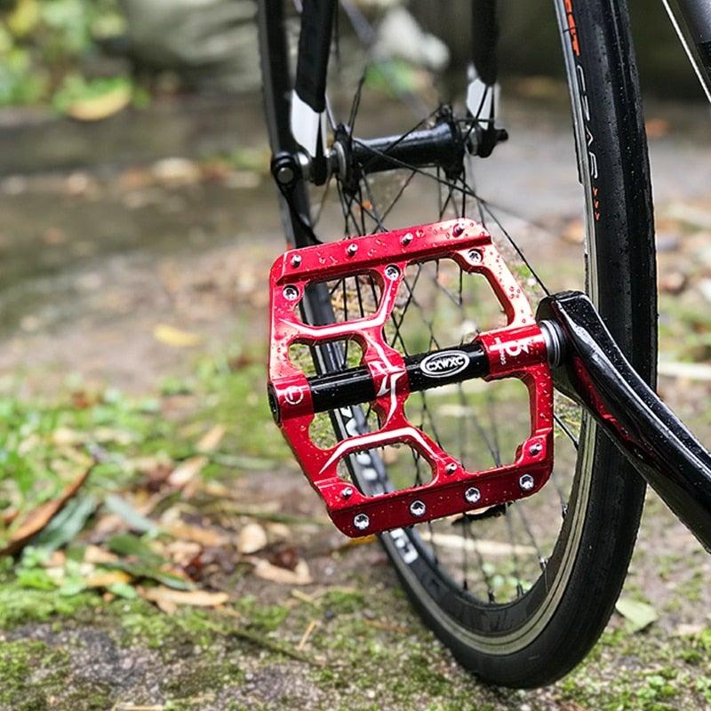 Wide Flat Mountain Road Cycling Bicycle Bike Pedal 3 Sealed Bearings 9/16 in Aluminum