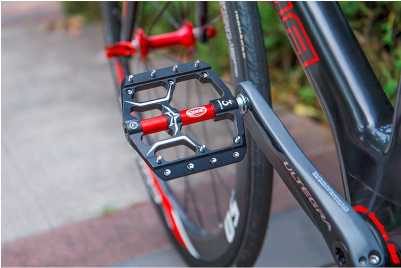 Wide Flat Mountain Road Cycling Bicycle Bike Pedal 3 Sealed Bearings 9/16 in Aluminum